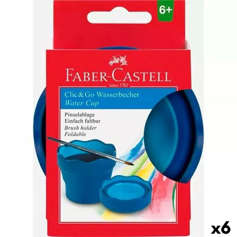 Glas Faber-Castell Clic & Go Opvouwbaar Blauw (6 Stuks)