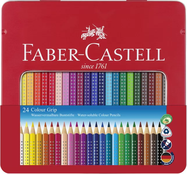 Faber Castell FC-112423 Kleurpotlood Faber-Castell GRIP Metalen Etui A 24 Stuks