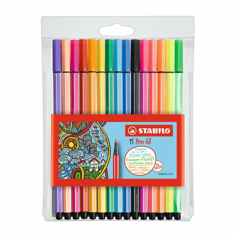 Set Viltstiften Stabilo Pen 68 Standard + Neon Multicolour 15 Onderdelen
