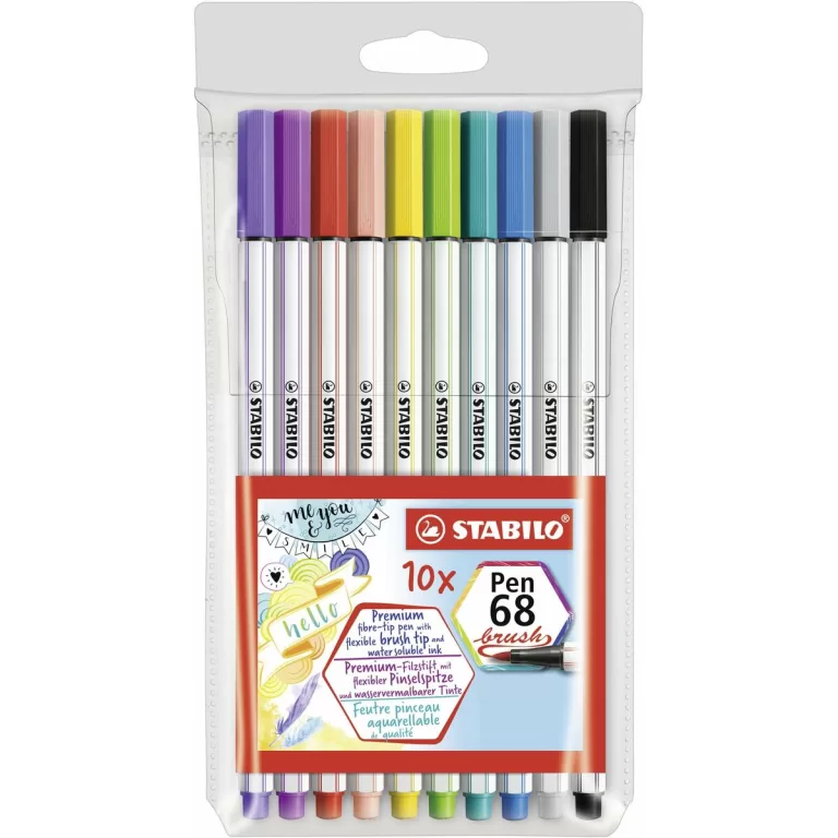Set Viltstiften Stabilo Pen 68 Brush 10 Onderdelen Multicolour