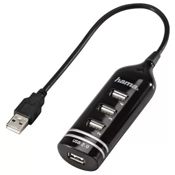 Hama USB 2.0 Hub 1:4 Buspowerd Zwart
