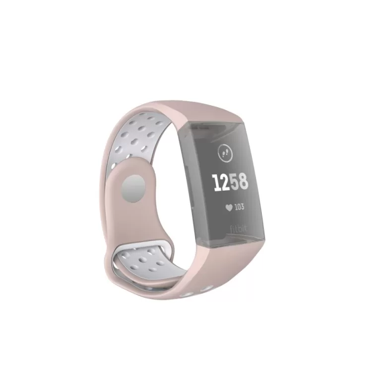 Hama Sportpolsband Voor Fitbit Charge 3/4 Ademend Horlogebandje Rosé/grijs