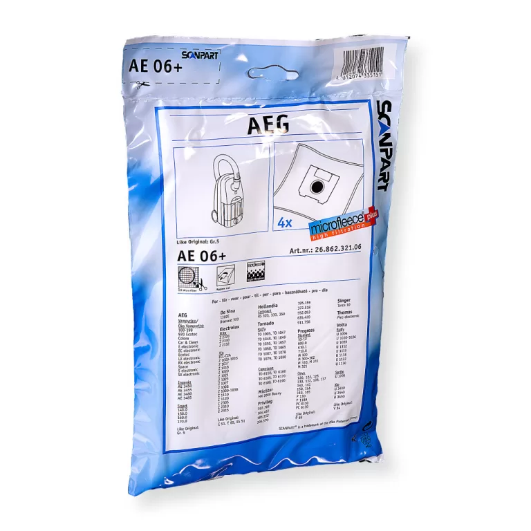 Scanpart Ae06 en Microfleese Stofzak AEG Gr 5 Micro