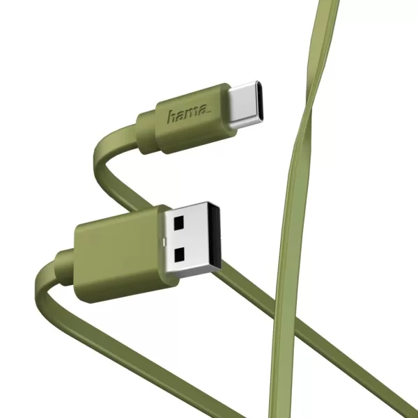 Hama Oplaad-/gegevenskabel Flat USB-A - USB-C 1 M Groen