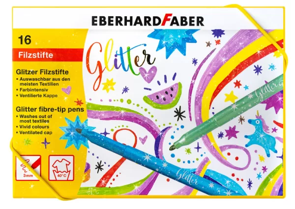 Eberhard Faber EF-551016 Viltstiften Glitter Doos 16 Kleuren