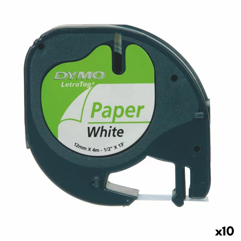Gelamineerde Tape voor Labelmakers Dymo 91200 LetraTag® Zwart Wit 12 mm (10 Stuks)