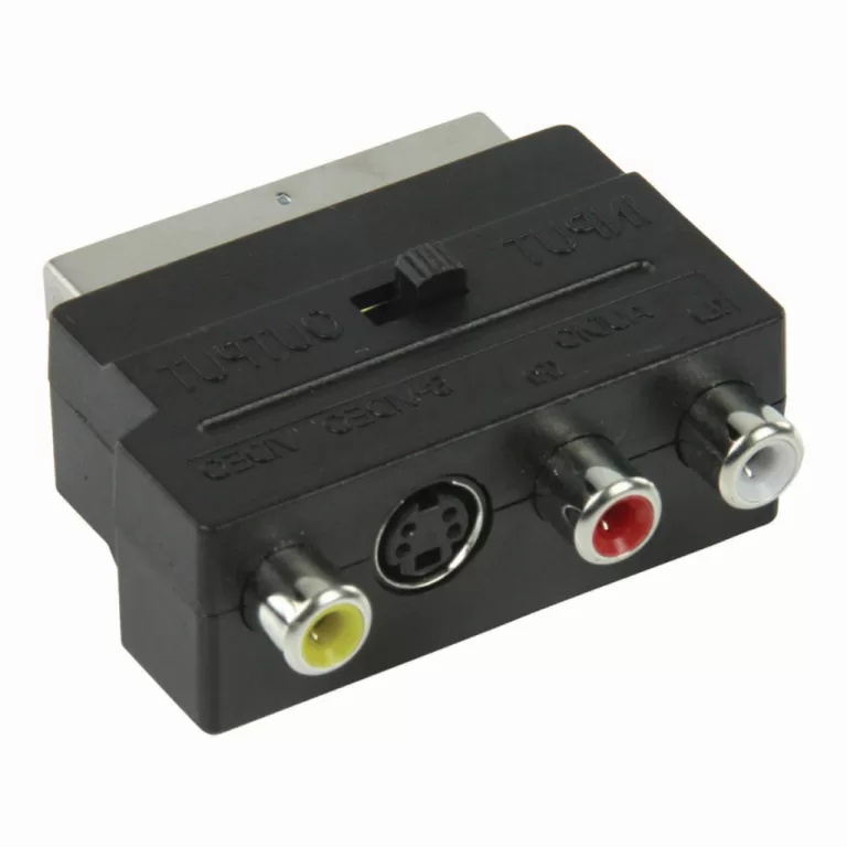 Nedis CVGP31902BK Schakelbare Scart-adapter Scart Male - S-video Female + 3x Rca Female Zwart