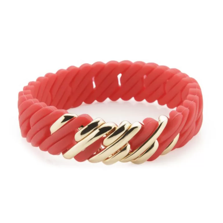 Armband Dames TheRubz 02-100-418 Rood Siliconen Roestvrij staal Gouden Staal/Siliconen (15 mm x 18 cm)