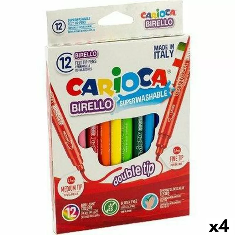 Set Viltstiften Carioca Birello 12 Onderdelen Multicolour Dubbelzijdig (12 Onderdelen) (4 Stuks)