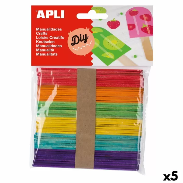 Materiaal voor handarbeid Apli Ijsstokje Hout Multicolour (5 Stuks) (50 Stuks)