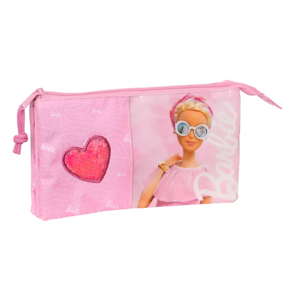 Pennenetui met 3 vakken Barbie Girl Roze 22 x 12 x 3 cm