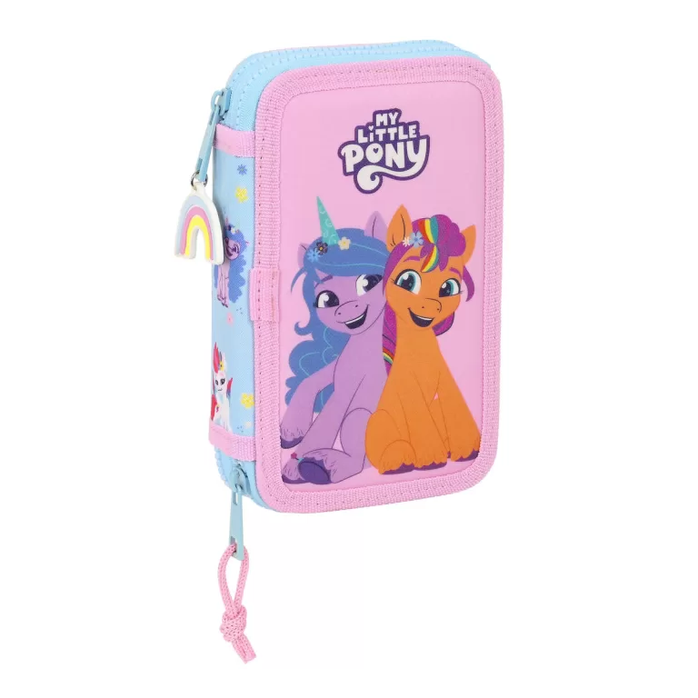 Dubbele etui My Little Pony Wild & free 12.5 x 19.5 x 4 cm Blauw Roze (28 pcs)