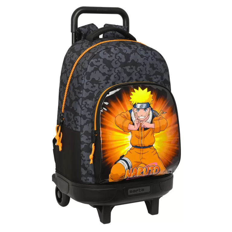 Schoolrugzak met Wielen Naruto 33 x 45 x 22 cm Zwart Oranje
