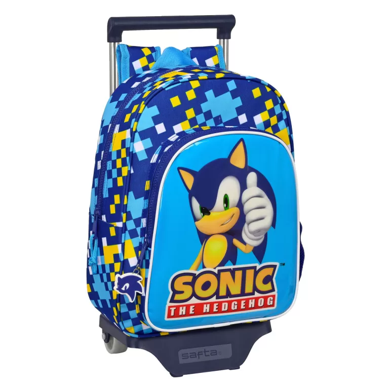 Schoolrugzak met Wielen Sonic Speed 26 x 34 x 11 cm Blauw