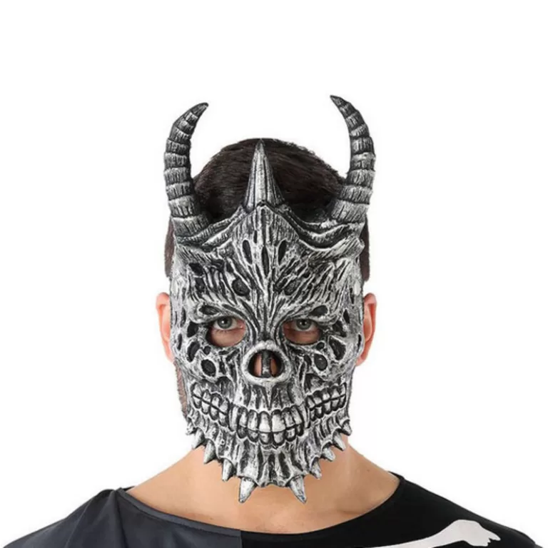Masker Halloween Demon Skelet Grijs (20 X 33 cm)
