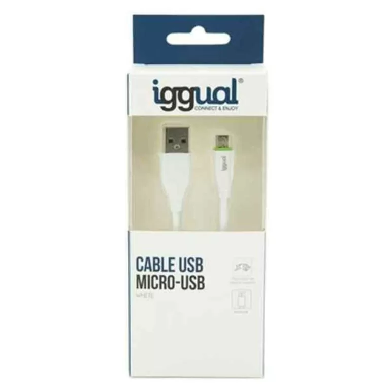 Kabel USB naar micro-USB iggual IGG316931 1 m Wit