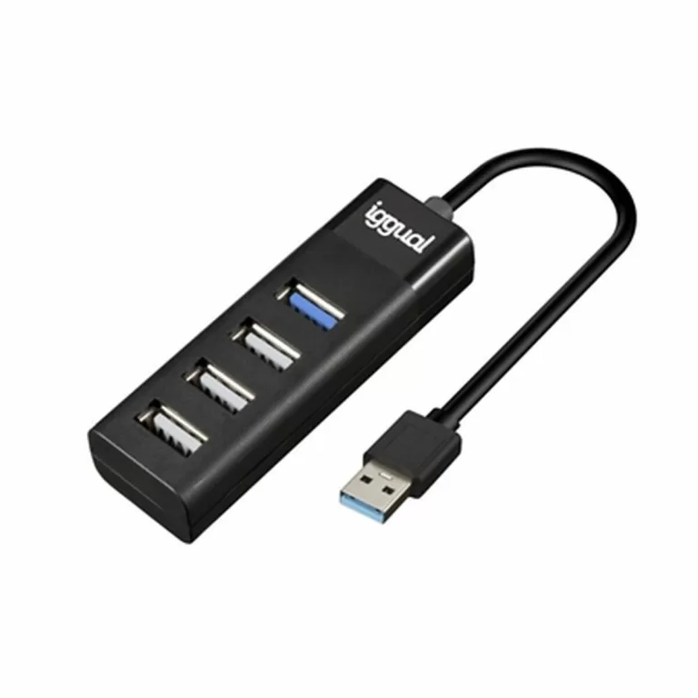 Hub USB 4 Poorten iggual IGG317686 Zwart