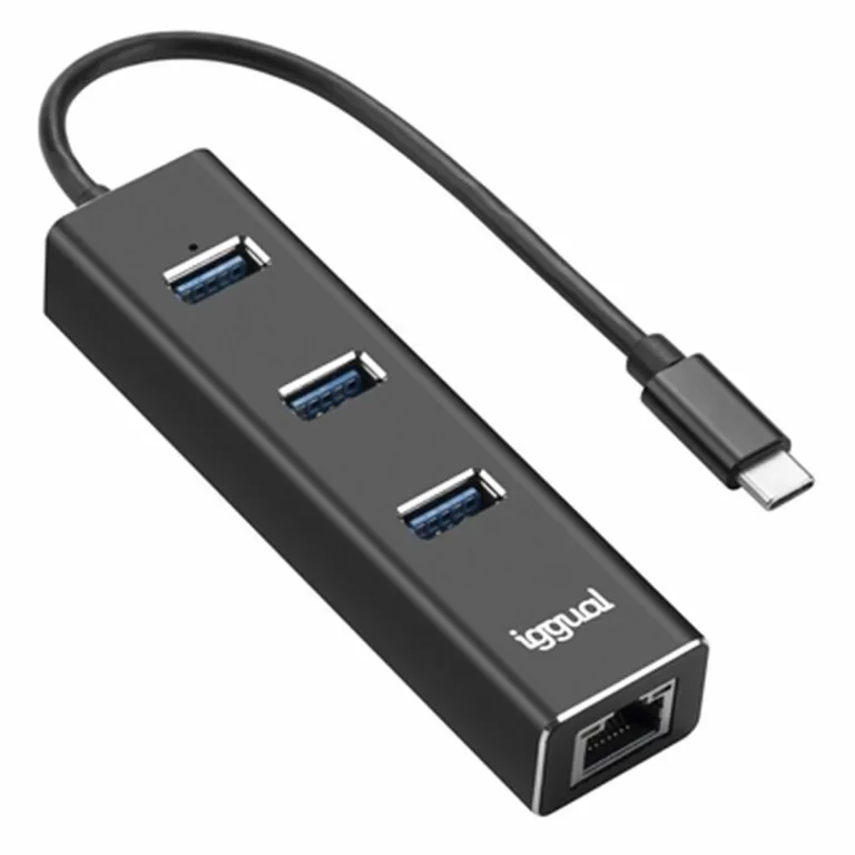Hub USB 3 Poorten iggual IGG317709 Zwart