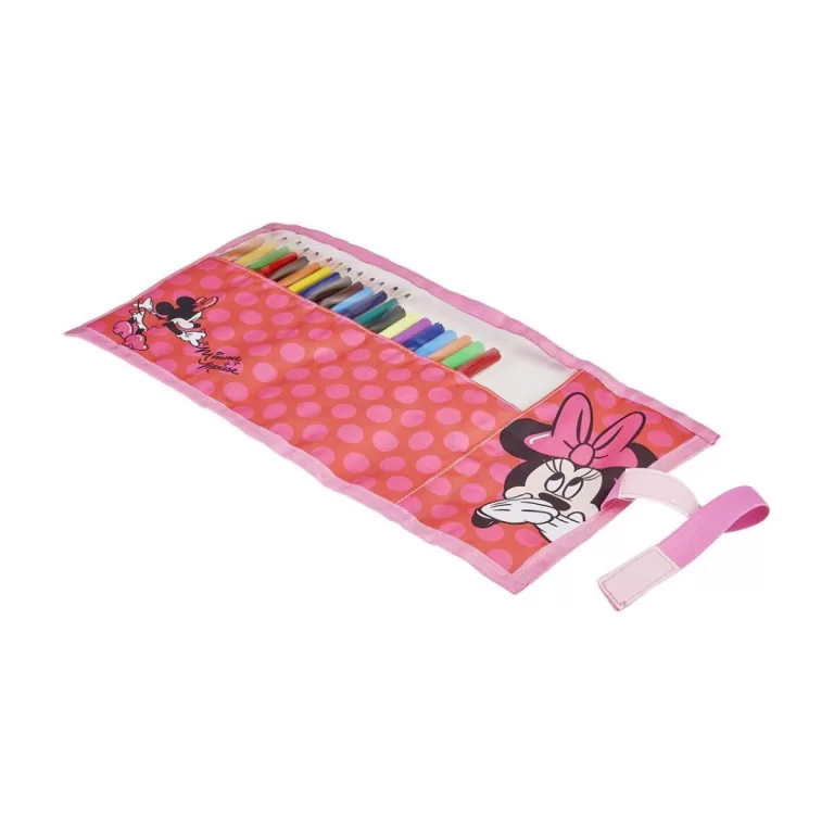 Schooletui met Accessoires Minnie Mouse Roze (22 pcs)