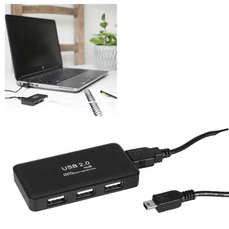 Q-Link USB Hub 2.0 4 Poorten + USB Kabel Zwart