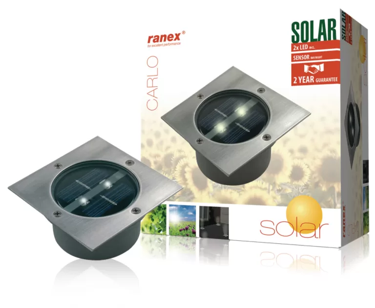 Ranex Ra-5000198 Vierkante Led Solar Grondspot Geborsteld Rvs Glas (5000.198)