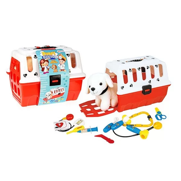 Toi-Toys Puppy in Reismand + Dierenarts Accessoires