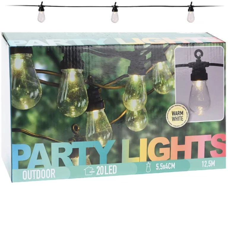 Outdoor Feestverlichting 12.5 m 20 LED-Lampen Warm Wit
