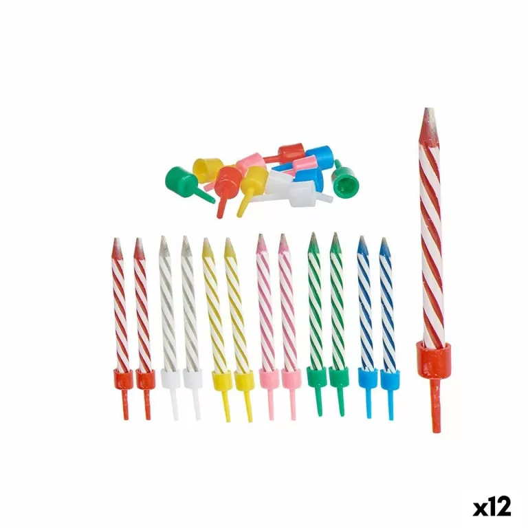 Kaarsenset Multicolour Verjaardag (12 Stuks)