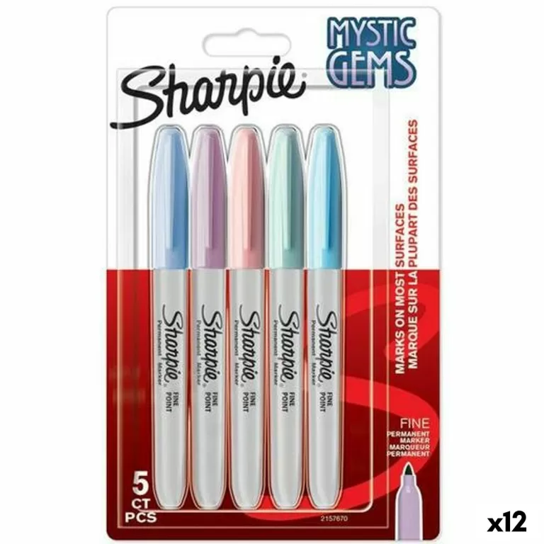Set Viltstiften Sharpie Mystic Gems Multicolour 5 Onderdelen (12 Stuks)