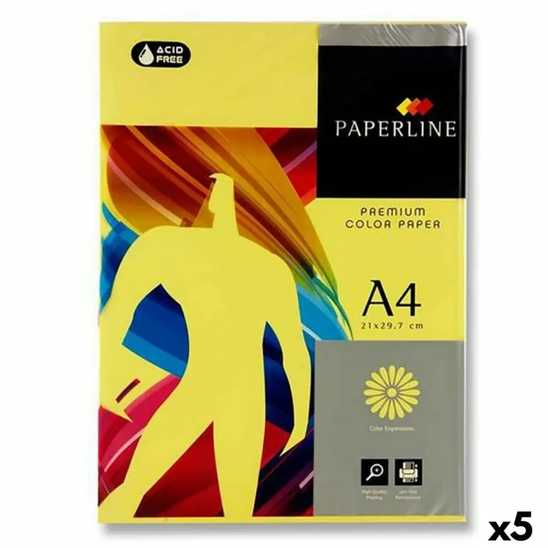 Printpapier Fabrisa Paperline Premium A4 80 g/m² 500 Lakens Geel (5 Stuks)