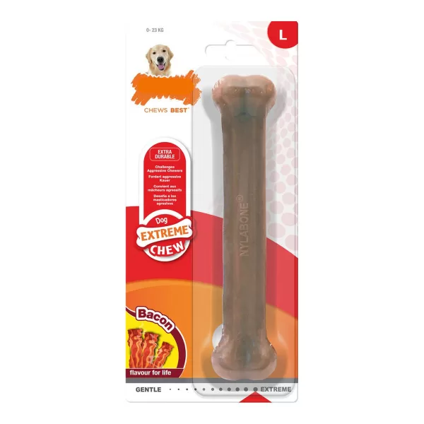 Kauwspeelgoed voor honden Nylabone Dura Chew Bacon Maat L Nylon