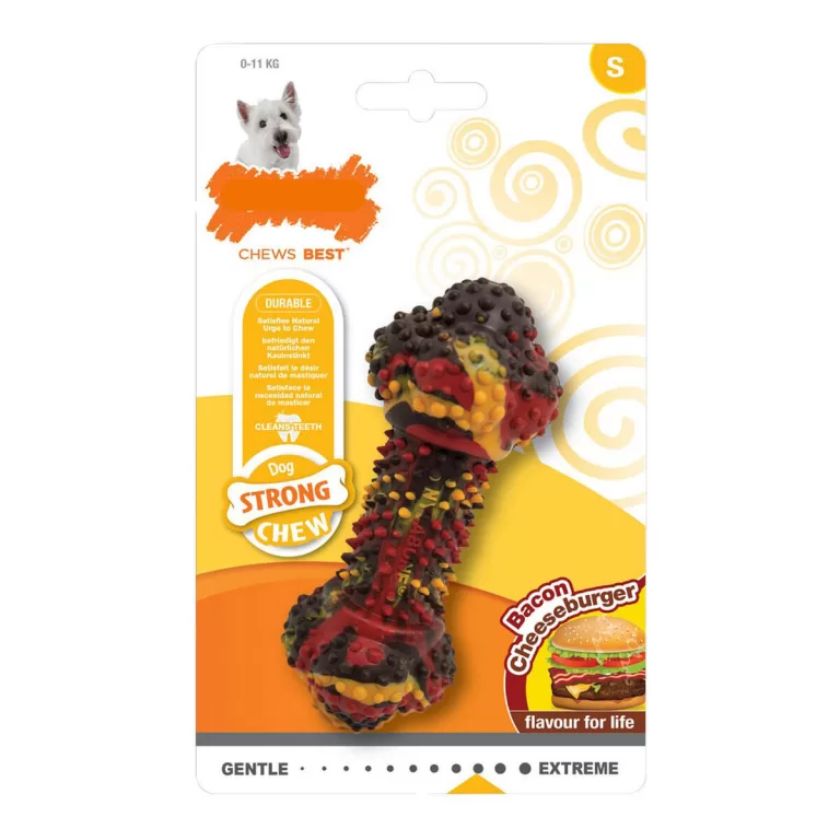 Kauwspeelgoed voor honden Nylabone Strong Chew Bacon Kaas Hamburgers Rubber Maat S