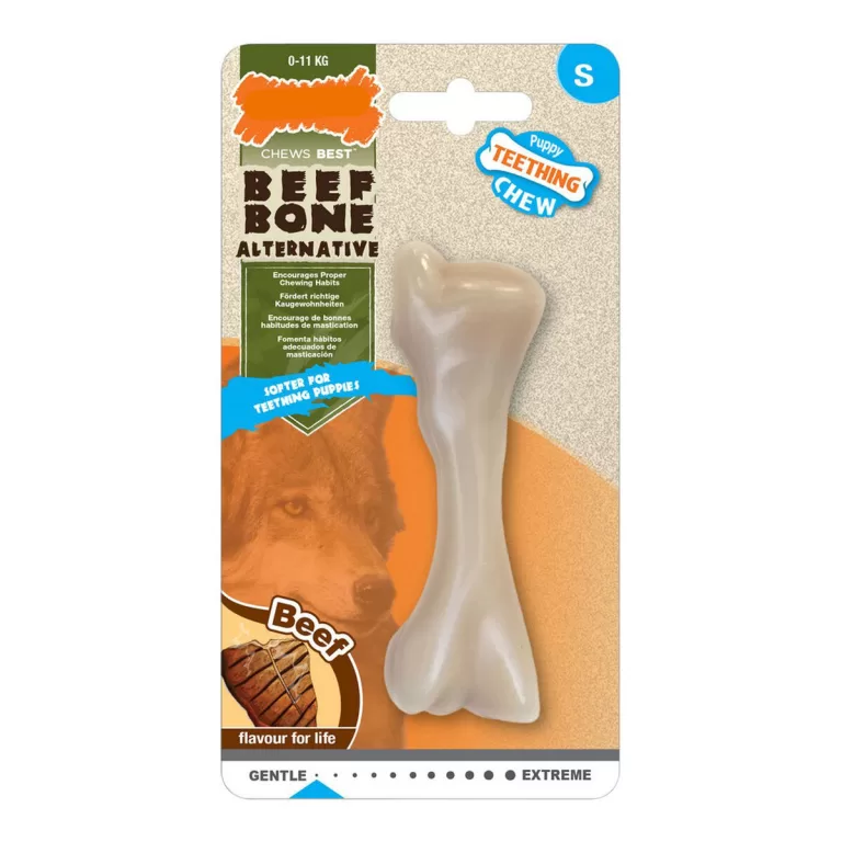 Kauwspeelgoed voor honden Nylabone Beef Bone Puppy's Maat S Thermoplast Rundvlees