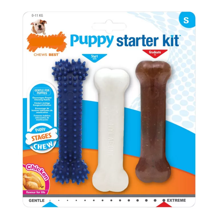 Kauwspeelgoed voor honden Nylabone Extreme Chew Starter Kit Puppy's Kip Nylon Thermoplast (3 pcs)