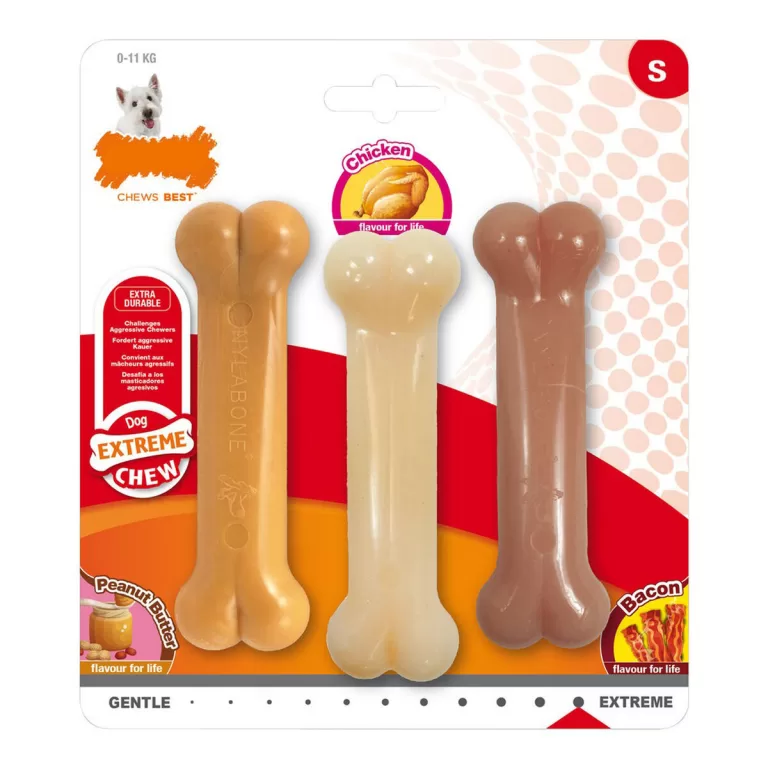 Kauwspeelgoed voor honden Nylabone Extreme Chew Value Pack Bacon Pindakaas Maat S Kip Nylon (3 pcs)