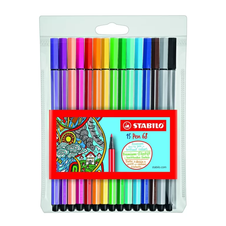 Set Viltstiften Stabilo Pen 68 Multicolour 15 Onderdelen