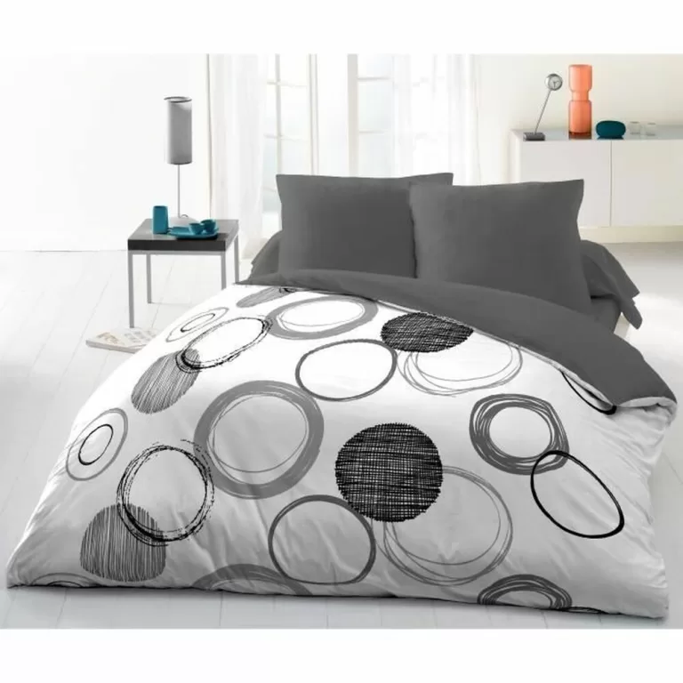 Set beddengoed HOME LINGE PASSION Wit Cirkels Lichtgrijs (220 x 240 cm)