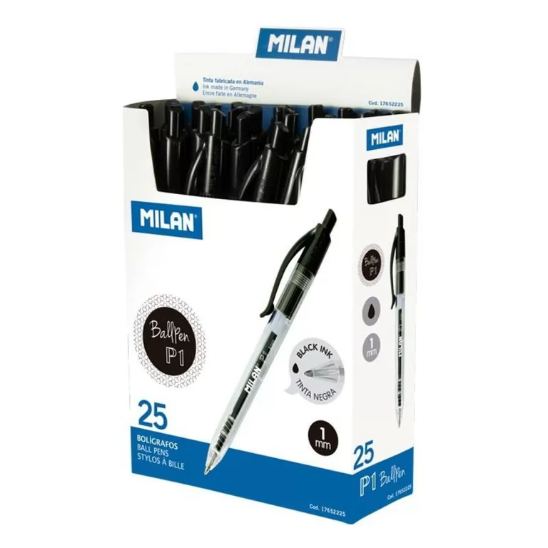 Pen Milan P1 Zwart 1 mm (25 Onderdelen)