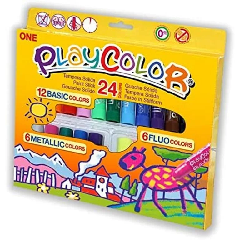 Verfset Playcolor Basic Metallic Fluor Multicolour 24 Onderdelen