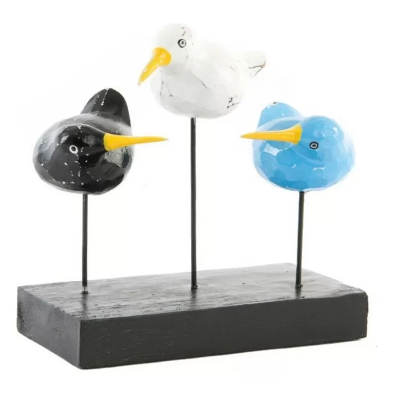 Decoratieve figuren DKD Home Decor Hout Metaal Vogels Kiwi Mediterrane