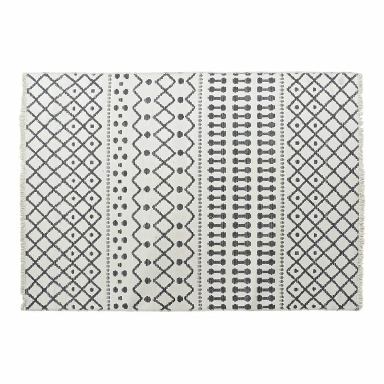 Tapijt DKD Home Decor Wit Polyester Katoen Donker Grijs (200 x 290 x 1 cm)