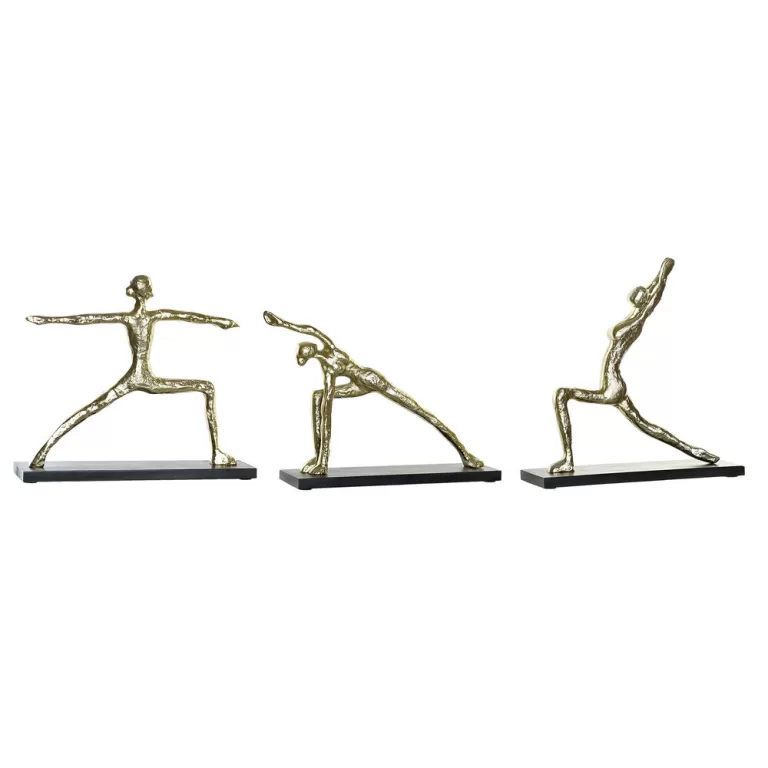 Decoratieve figuren DKD Home Decor 33 x 10 x 35 cm Zwart Gouden Indiaas Yoga (3 Stuks)