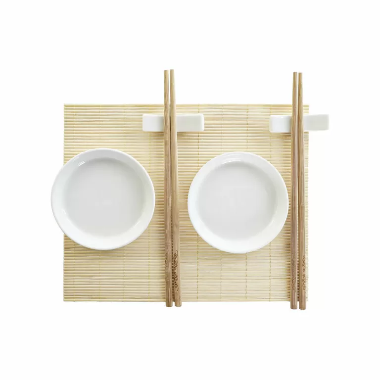 Sushi-set DKD Home Decor Bamboe Plastic Keramiek Wit Natuurlijk Orientaals 28