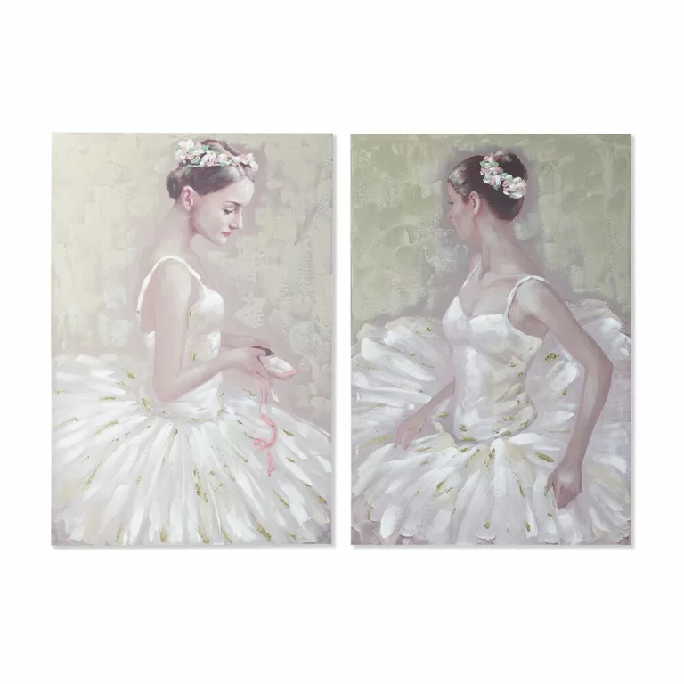 Schilderij DKD Home Decor 80 x 3 x 120 cm Balletdanseres Traditioneel (2 Stuks)