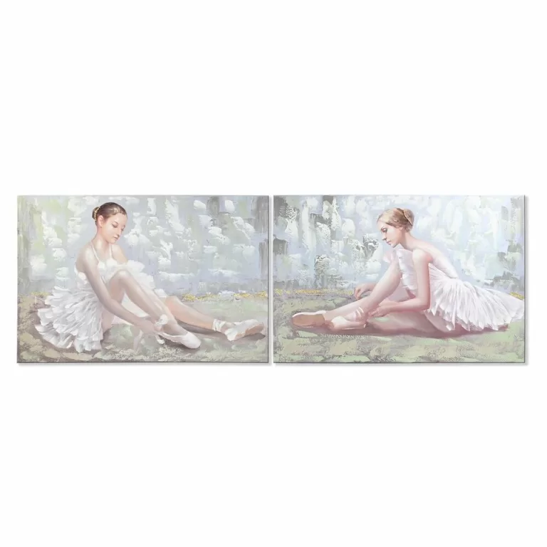 Schilderij DKD Home Decor 120 x 3 x 80 cm Balletdanseres Traditioneel (2 Stuks)