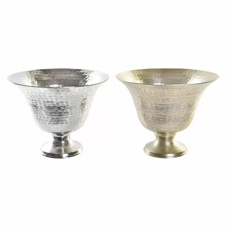 Vaas DKD Home Decor Gouden Fluitglas Champagne Zilverkleurig Aluminium 30 x 30 x 23 cm Modern (2 Stuks)