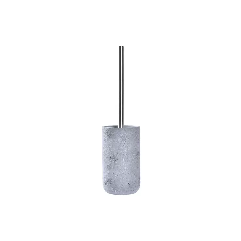 Toiletborstel DKD Home Decor Grijs Zilverkleurig Roestvrij staal Cement Scandi 10 x 10 x 40 cm