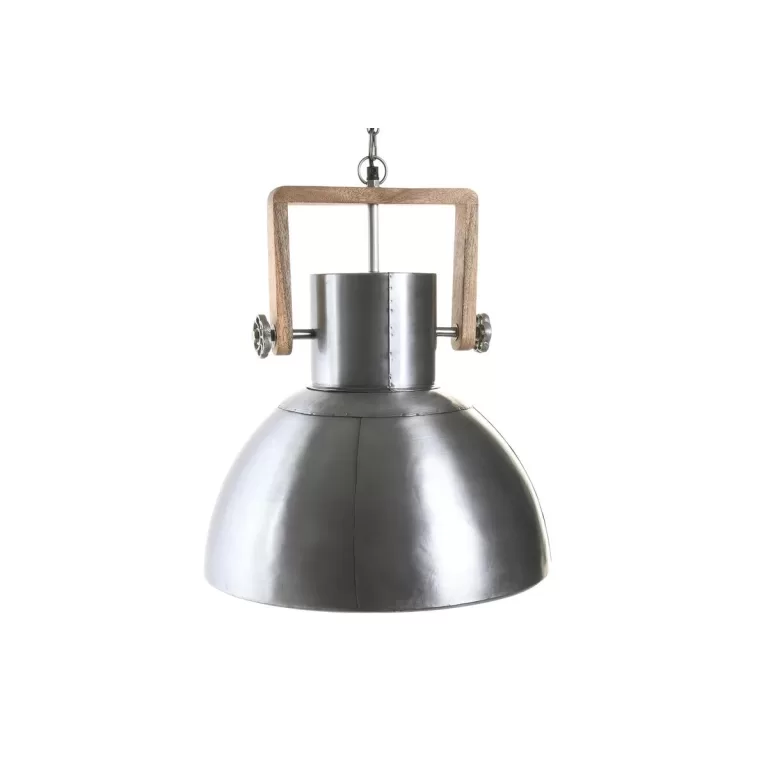 Plafondlamp DKD Home Decor Zilverkleurig Bruin Ijzer Mangohout 50 W 40 x 40 x 47 cm