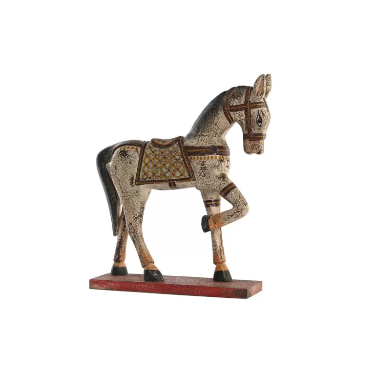 Decoratieve figuren DKD Home Decor Paard Ijzer Mangohout (35 x 10 x 42 cm)