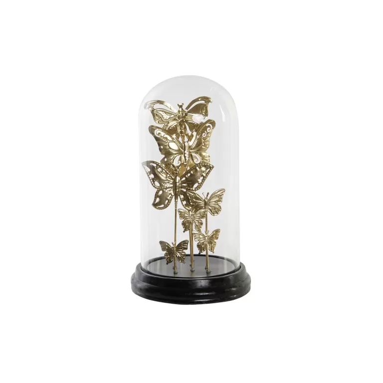 Decoratieve figuren DKD Home Decor Kristal Zwart Gouden Metaal Vlinders (18